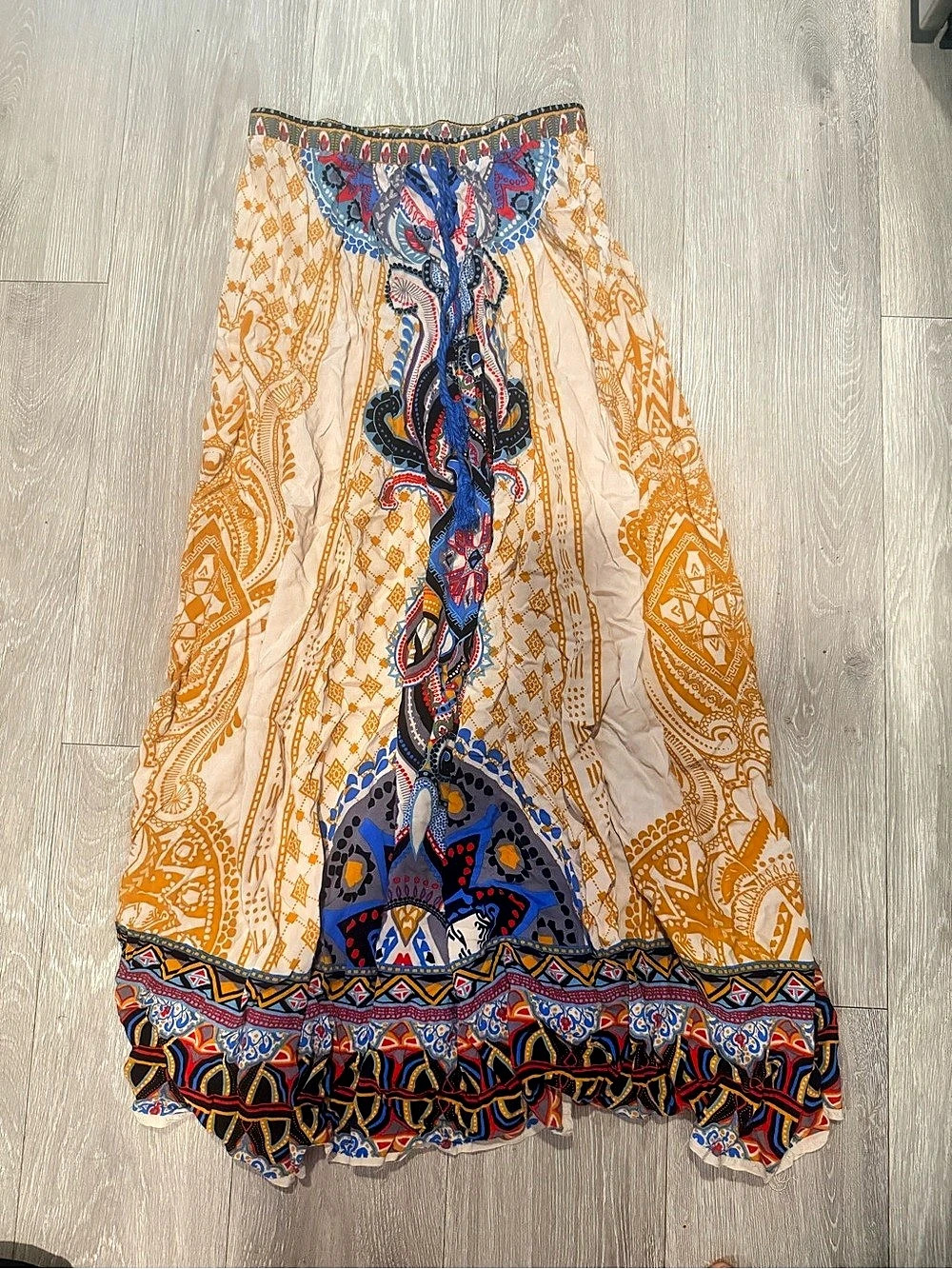 Flying Tomato Boho Paisley Print Maxi Skirt Paisley Maxi Skirt Orange & Blue